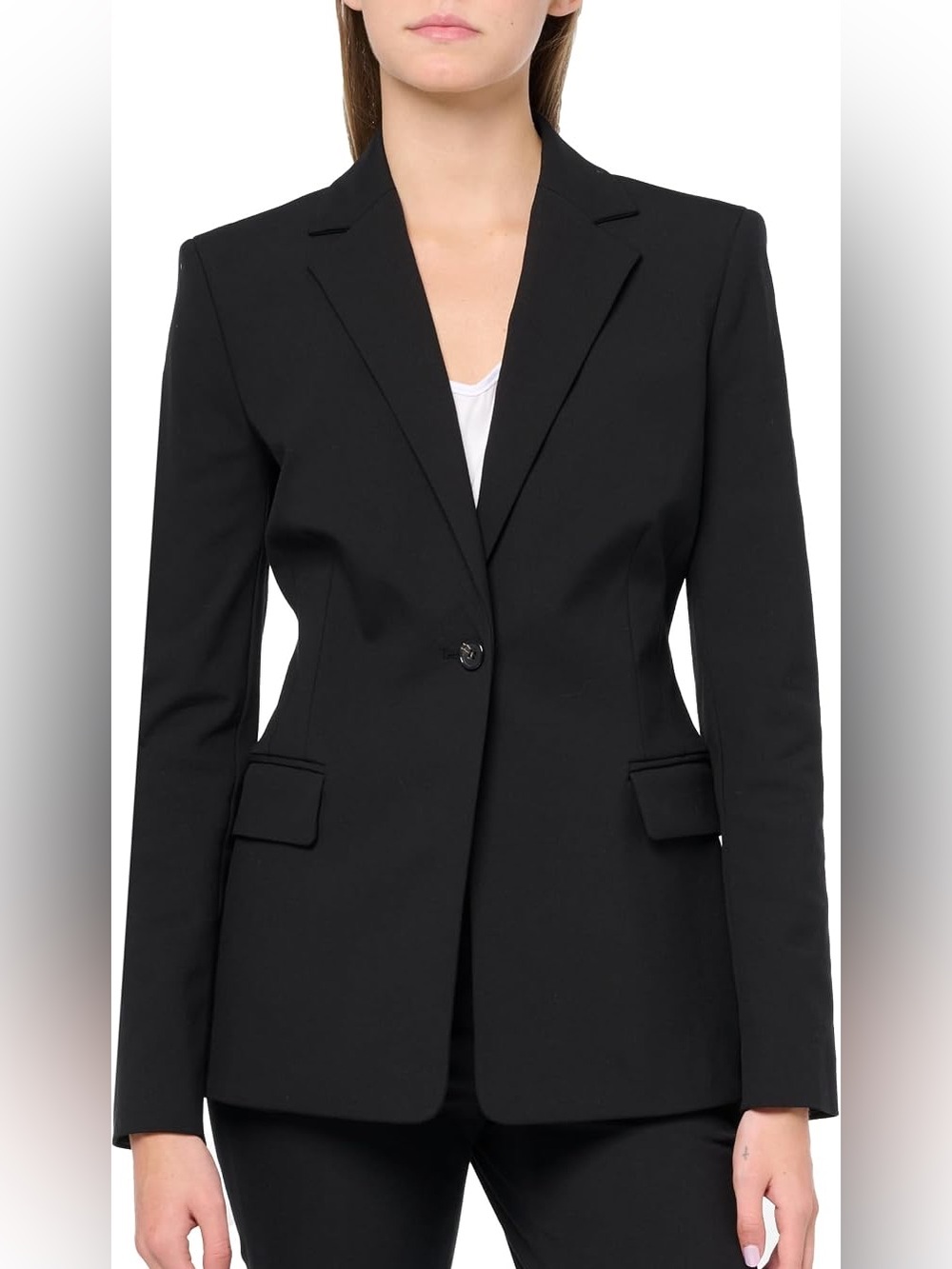 Theory Black Sculpt Women's Tailored Blazer - Single Button Suit Jacket